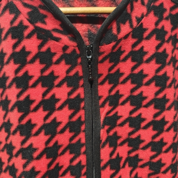 Susan Graver 3X Vest Houndstooth Red Black Full Zip Boxy Cozy - Picture 4 of 7